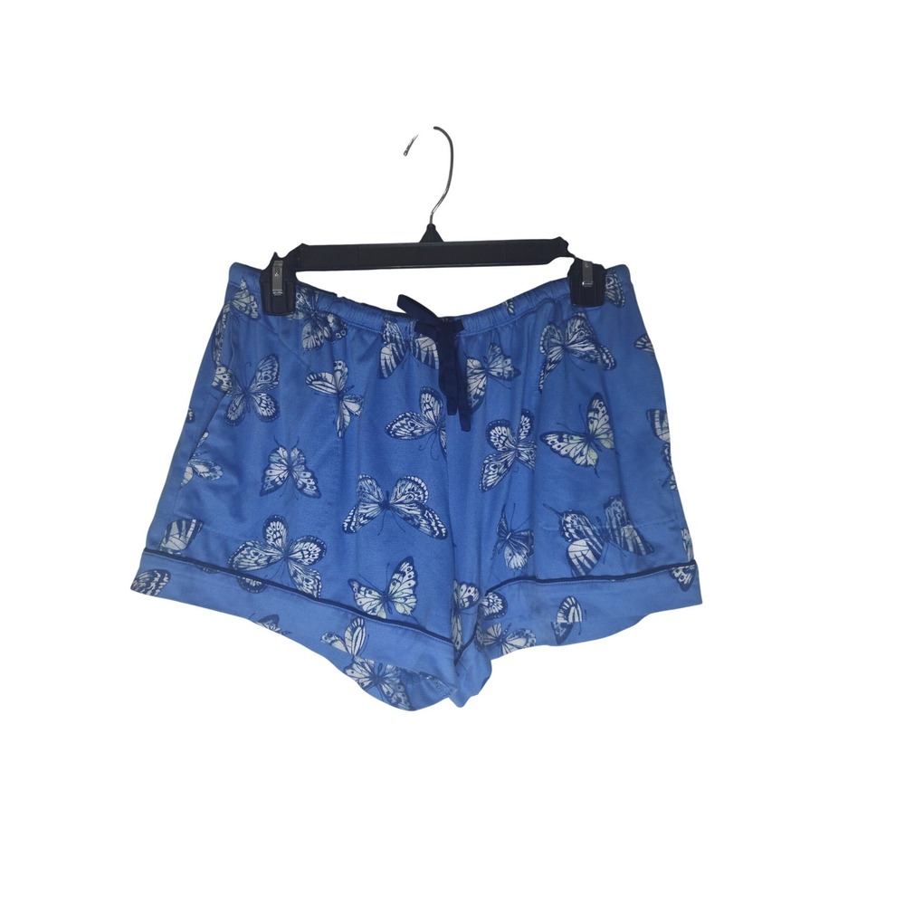 Flora by Flora Nikrooz Womens Blue Butterfly Pajama Set Shorts Long Sleeve M - Picture 5 of 8